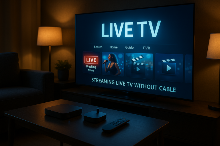 Modern smart TV streaming Live TV without cable in 2026.