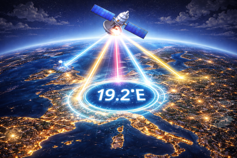 Astra 19.2°E shown as the default television satellite position in Europe.