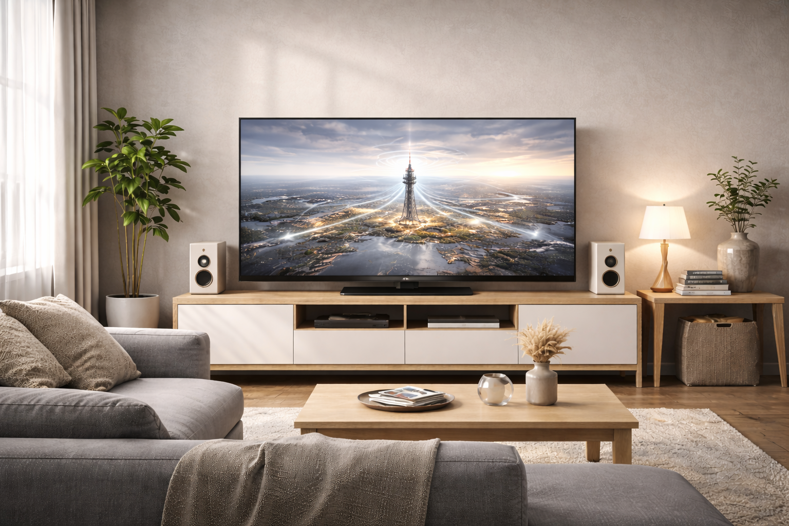 Illustration representing family television viewing patterns in European households