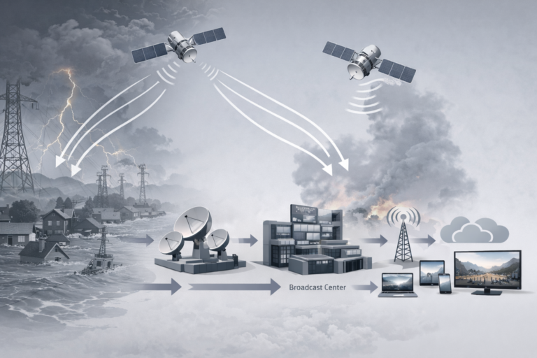 Professional illustration representing stable broadcasting during crises