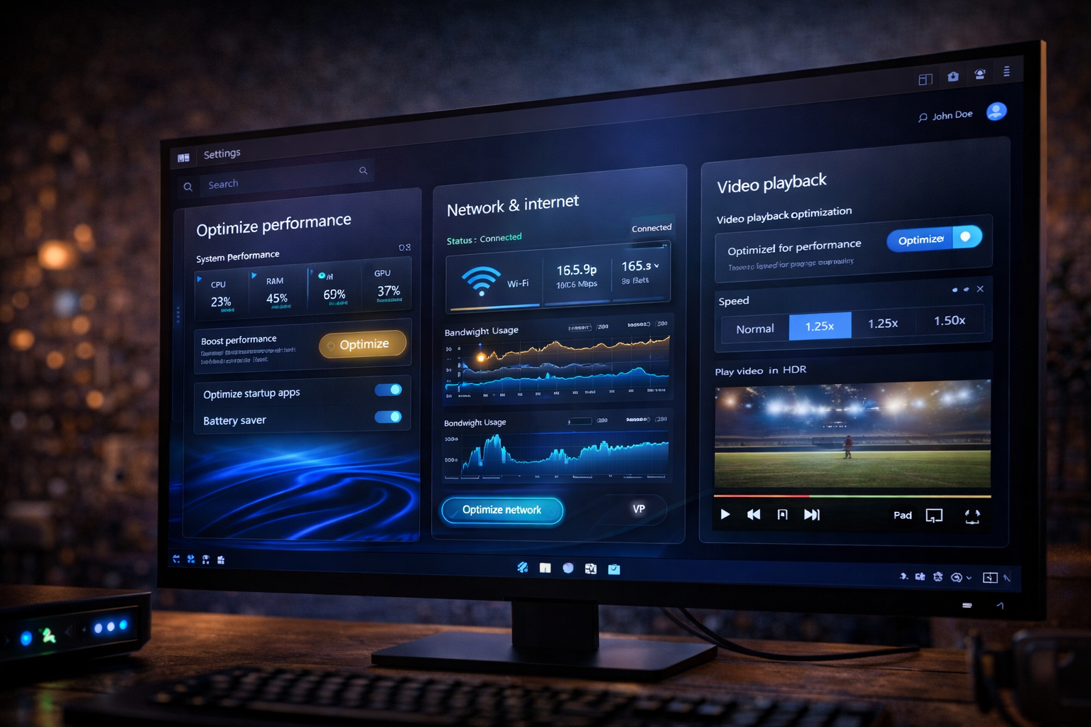 Windows 11 settings optimized for Sky Go streaming performance