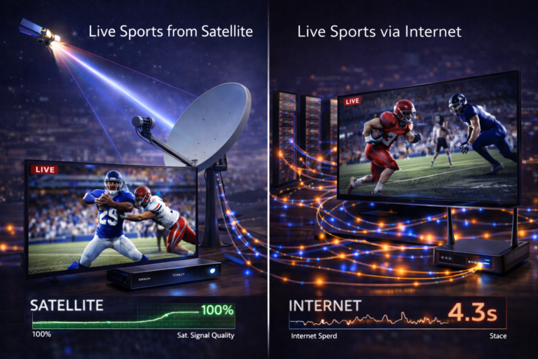 Live TV delivery comparison between satellite broadcast and streaming systems