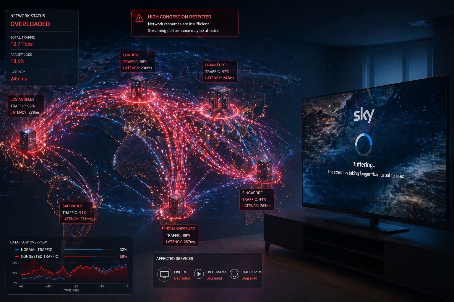 Sky Italia network load causing slow streaming performance