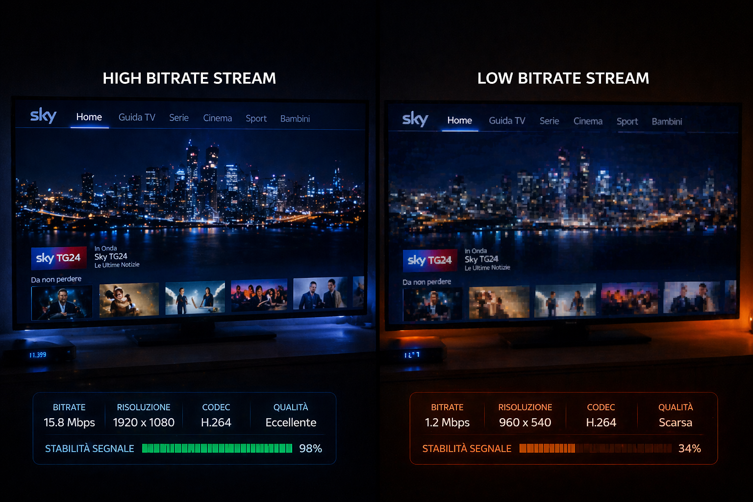 Sky Italia streaming stability fluctuating due to inconsistent data flow