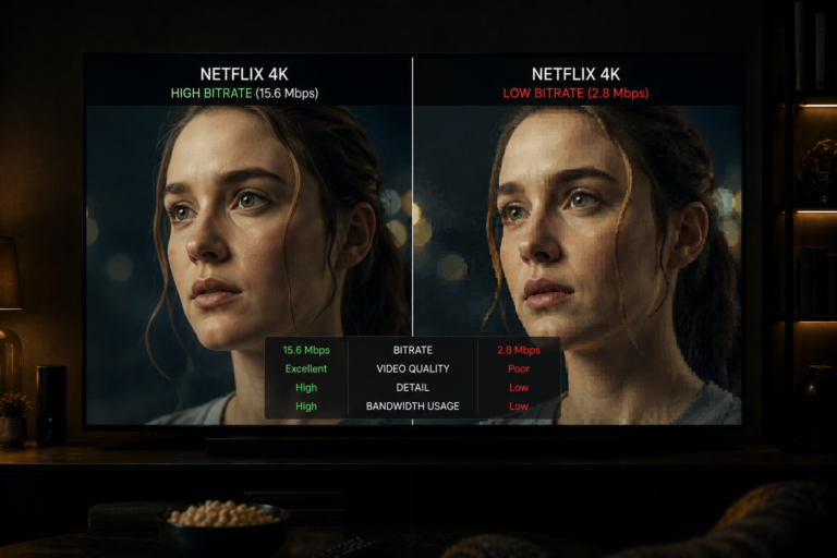 Netflix 4K streaming quality comparison showing sharp and blurry playback