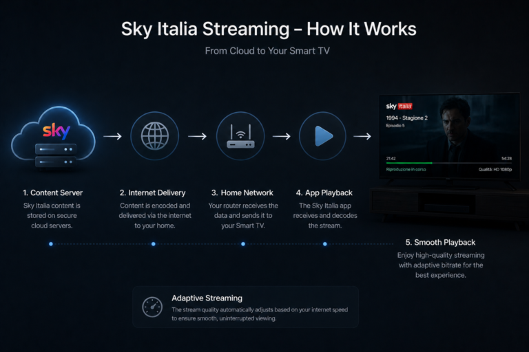 Simple explanation of Sky Italia streaming from internet to TV
