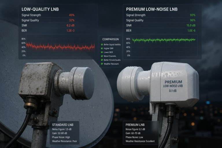 Comparison of cheap and high-quality satellite LNB units.