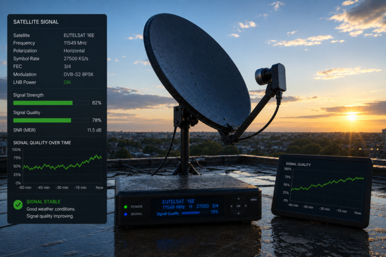 Eutelsat 16E signal recovery after rain.