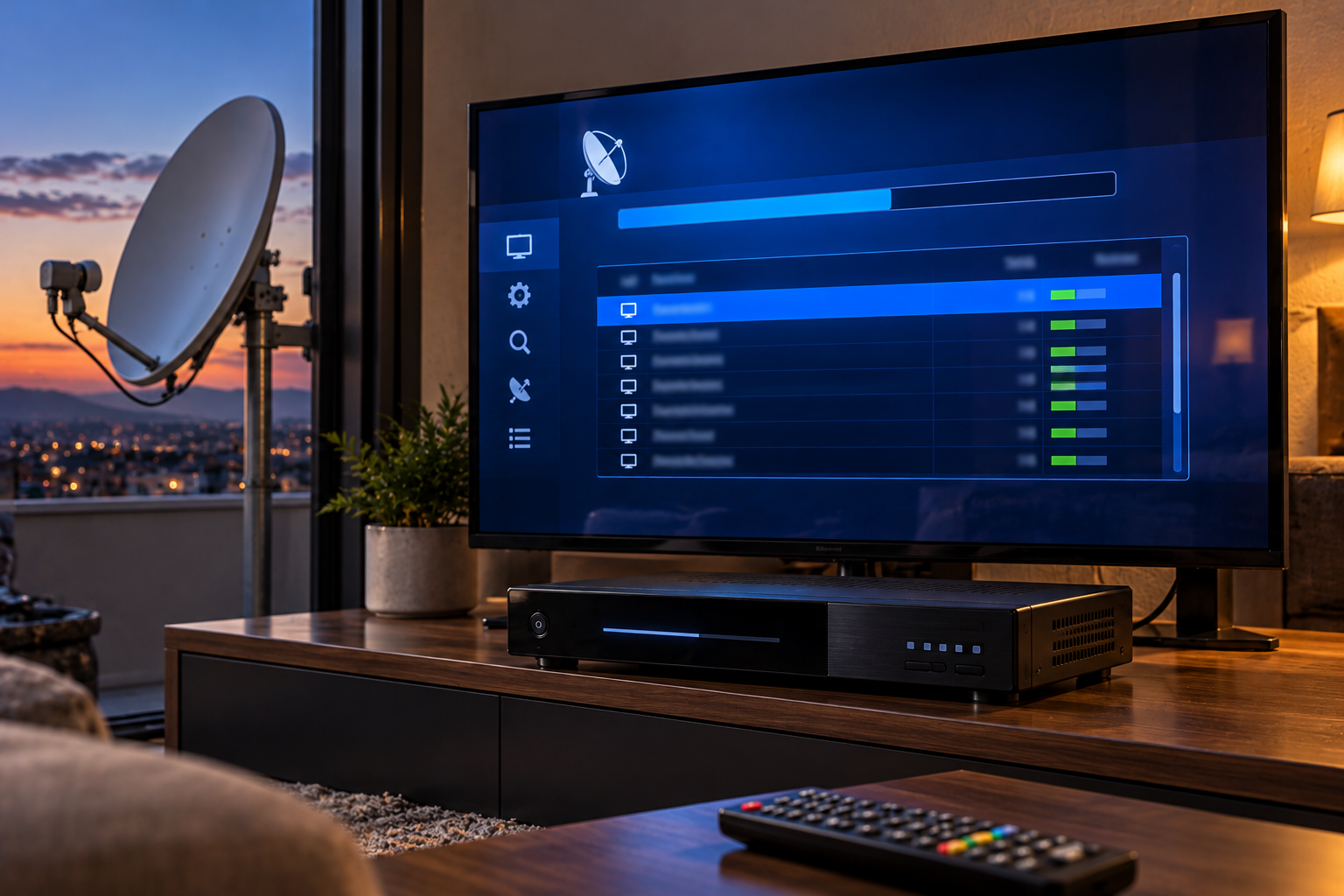 DVB-S2 satellite receiver performing a channel rescan after Astra service changes